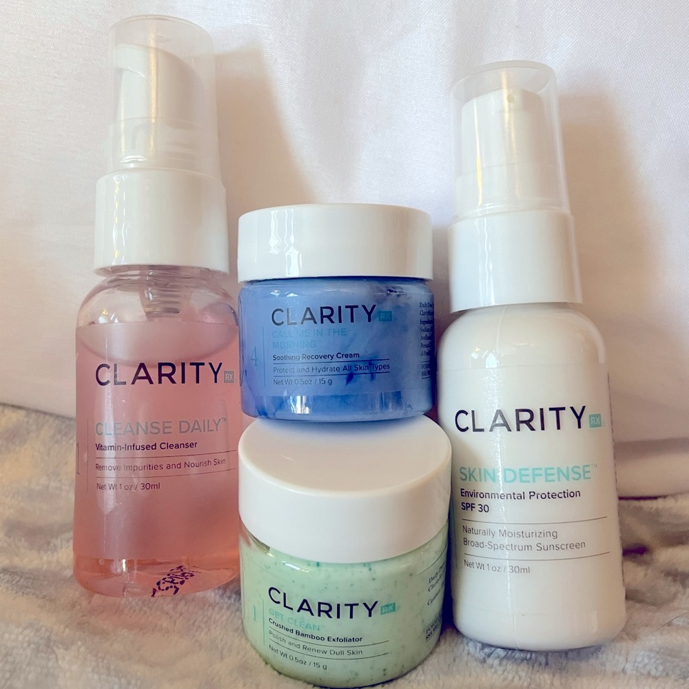 Sample travel size ClarityRx facial products